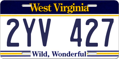 WV license plate 2YV427