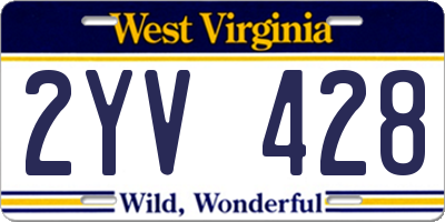 WV license plate 2YV428