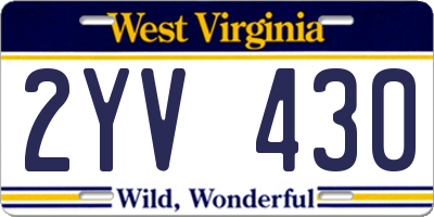 WV license plate 2YV430