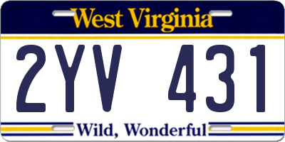 WV license plate 2YV431