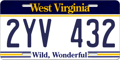 WV license plate 2YV432