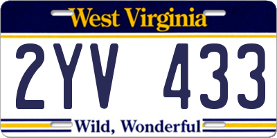 WV license plate 2YV433