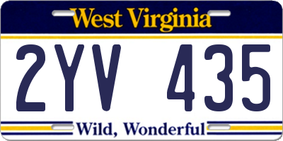 WV license plate 2YV435