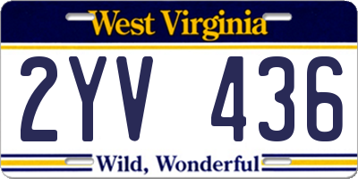 WV license plate 2YV436