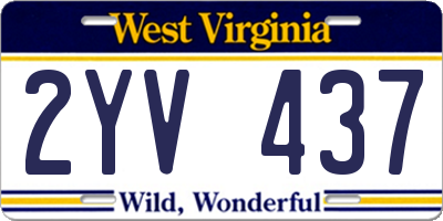 WV license plate 2YV437