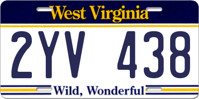 WV license plate 2YV438