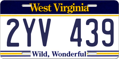 WV license plate 2YV439