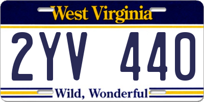 WV license plate 2YV440