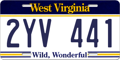 WV license plate 2YV441