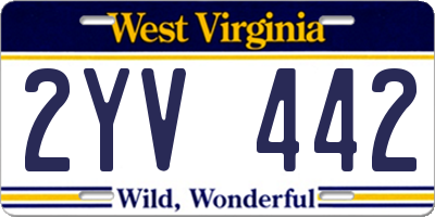 WV license plate 2YV442