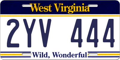 WV license plate 2YV444