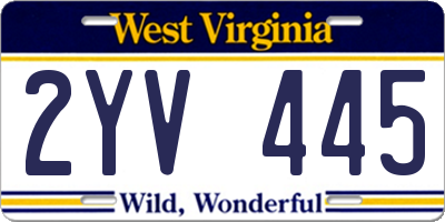 WV license plate 2YV445