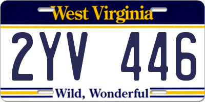 WV license plate 2YV446