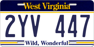 WV license plate 2YV447