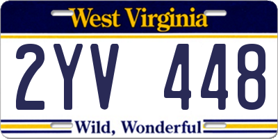 WV license plate 2YV448