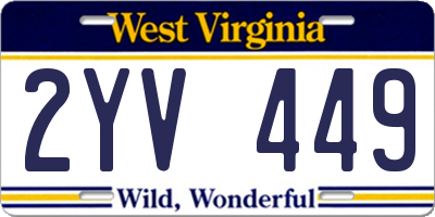 WV license plate 2YV449