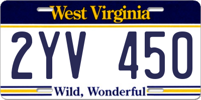 WV license plate 2YV450