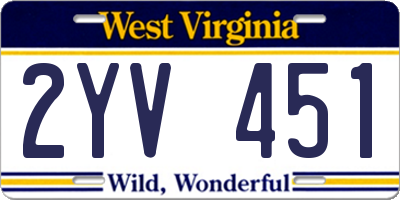 WV license plate 2YV451