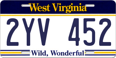 WV license plate 2YV452