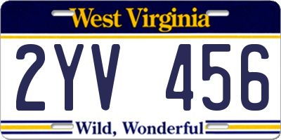 WV license plate 2YV456