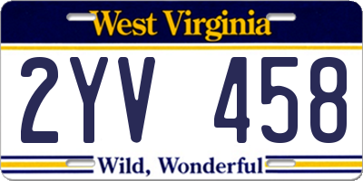 WV license plate 2YV458