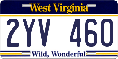 WV license plate 2YV460