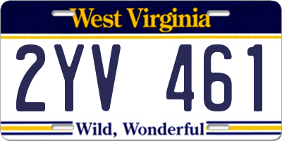 WV license plate 2YV461