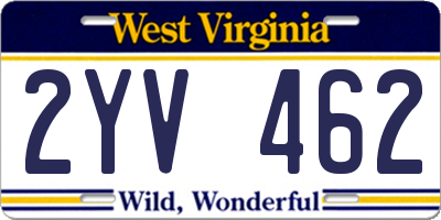 WV license plate 2YV462