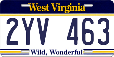 WV license plate 2YV463