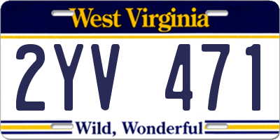 WV license plate 2YV471