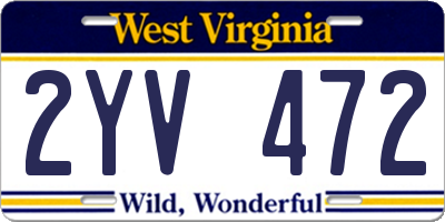 WV license plate 2YV472