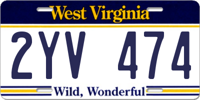 WV license plate 2YV474