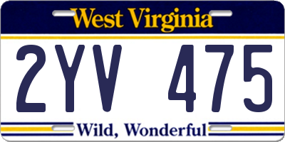 WV license plate 2YV475