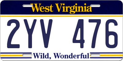 WV license plate 2YV476