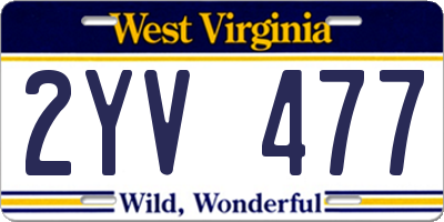WV license plate 2YV477