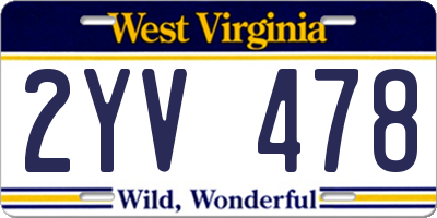 WV license plate 2YV478