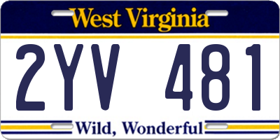 WV license plate 2YV481