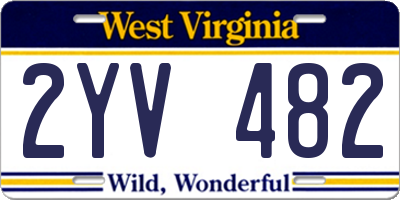 WV license plate 2YV482
