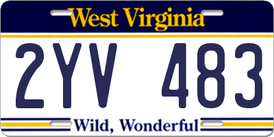 WV license plate 2YV483