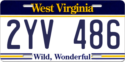 WV license plate 2YV486