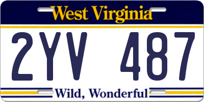 WV license plate 2YV487