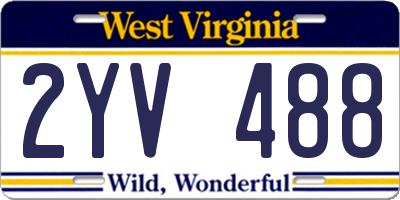 WV license plate 2YV488