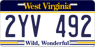 WV license plate 2YV492