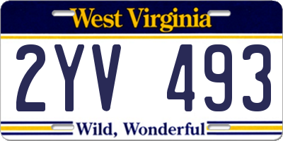 WV license plate 2YV493