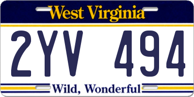 WV license plate 2YV494