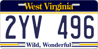 WV license plate 2YV496