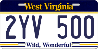 WV license plate 2YV500