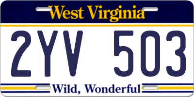 WV license plate 2YV503
