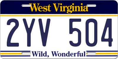 WV license plate 2YV504