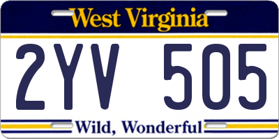 WV license plate 2YV505